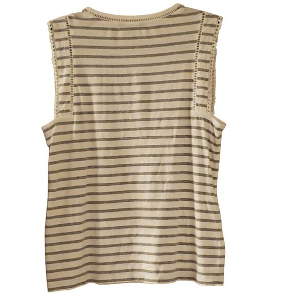 Banana Republic Striped gray and White Sleeveless Top Size Medium  Preloved - Picture 2 of 3